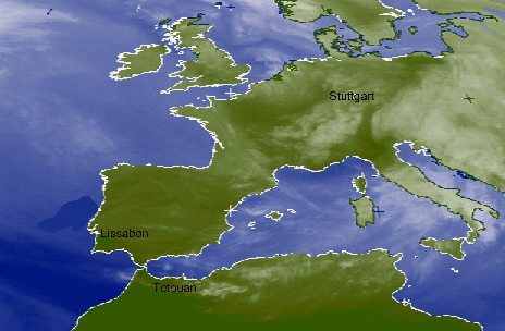 Satellitenbild von Europa mit Mittelmeer und ein Bischen Afrika